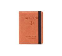 PORRASSO Passport Holder Travel Wallet RFID Blocking Card Case PU Leather Travel Documents Organizer Passport Cover for Men Women Orange