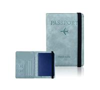 PORRASSO Passport Holder Travel Wallet RFID Blocking Card Case PU Leather Travel Documents Organizer Passport Cover Blue