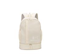 PORRASSO Travel Backpack Waterproof Daypack Gym Bag Rucksack with Independent Shoe Compartment Backpack for Women Men Swimming Fitness Off-white