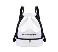 PORRASSO Travel Backpack Waterproof Daypack Gym Bag Rucksack with Independent Shoe Compartment Dry Wet Separate Backpack for Women Men Swimming Fitness White