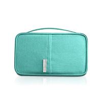 PORRASSO Travel Passport Holder Family Wallet Document Organizer for Ticket Credit Card Blocking Large Multi-Purpose Purse Wristlet for Women Men Waterproof Blue