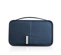 PORRASSO Travel Passport Holder Family Wallet Document Organizer for Ticket Credit Card Blocking Large Multi-Purpose Purse Wristlet for Women Men Waterproof Navy