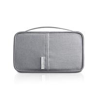 PORRASSO Travel Passport Holder Family Wallet Document Organizer for Ticket Credit Card Blocking Large Multi-Purpose Purse Wristlet for Women Men Waterproof Gray