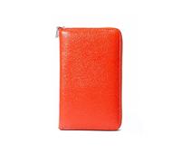 PORRASSO Travel Wallet Passport Holder RFID Blocking Card Case Cowhide Travel Documents Organizer Passport Cover for Family Women Orange