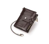 PORRASSO Wallet Men's RFID Blocking Genuine Leather Wallet Card Holder Coin Purse Change Pouch with 12 Card Slots Coffee