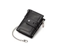 PORRASSO Wallet Men's RFID Blocking Genuine Leather Wallet Card Holder Coin Purse Change Pouch with 12 Card Slots Carbon Fibre