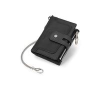 PORRASSO Wallet Men's RFID Blocking Genuine Leather Wallet Card Holder Coin Purse Change Pouch with 12 Card Slots Black