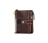 PORRASSO Wallet Men's RFID Blocking Genuine Leather Wallet Card Holder Coin Purse Change Pouch with 6 Card Slots Brown