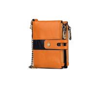 PORRASSO Wallet Men's RFID Blocking Genuine Leather Wallet Card Holder Coin Purse Change Pouch with 6 Card Slots Light Brown