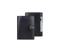PORRASSO Wallet Men's RFID Blocking Wallet Genuine Leather Card Holder Coin Purse Change Pouch with 11 Card Slots Black A