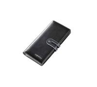 PORRASSO Wallet Men's RFID Blocking Wallet Genuine Leather Card Holder Long Wallet with 12 Card Slots Blue Grey