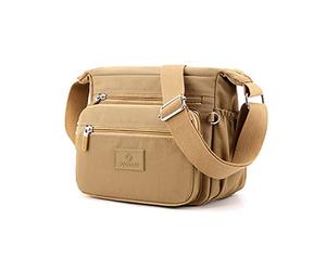 PORRASSO Women Crossbody Bag Casual Shoulder Bag Multi-Pocket Nylon Messenger Bag Handbag Purse for Travel Hiking Daily Use