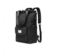 PORRASSO Women's Backpack Leisure Shoulder Bag with USB Charging Port Luggage Strap School Bag for 15.6 inch Laptop Daypack School Work Travel Backpack, Black, L, Practical
