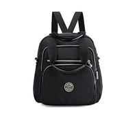 PORRASSO Women's Leisure Backpack Shoulder Bag Nylon Handbag Daypack for Work Travel Daily Use, Black, L
