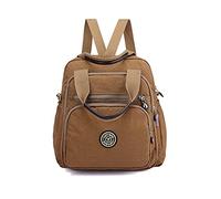 PORRASSO Women's Leisure Backpack Shoulder Bag Nylon Handbag Daypack for Work Travel Daily Use, khaki, L