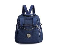PORRASSO Women's Leisure Backpack Shoulder Bag Nylon Handbag Daypack for Work Travel Daily Use, Navy blue, L