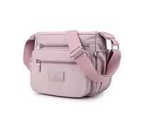 PORRASSO Women's Shoulder Bag Leisure Multi-Pocket Nylon Messenger Bag Handbag for Travel, Hiking, Daily Use, Light Purple, L, Elegant