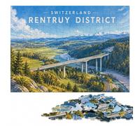 Porrentruy District Art Wooden Puzzle, Adults, 1000 Pieces | For adults: Jigsaw Puzzle - visible image details for section-by-section building on quiet evenings.