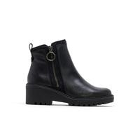 Porronet Leather ankle boots with wedge and zipper elsa Woman, Black/White