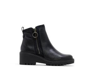 Porronet Leather ankle boots with wedge and zipper elsa Woman | Leather and split leather, zipper closure, non-slip sole, soft lining, handmade in Spain, for winter