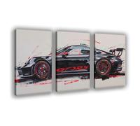 Porsch 911 GT3 RS Canvas Poster Art Print Porsch Car Fan Wall Art Decor For Bar Cart Man Cave Bedroom Living Room Office Aesthetic Wall Decor Set Of 3