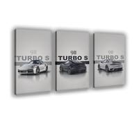 Porsch 911 TURBO S Canvas Poster Art Print Porsch Car Fan Wall Art Decor For Bar Cart Man Cave Bedroom Living Room Office Aesthetic Wall Decor Set Of 3