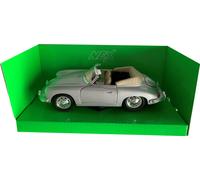 Porsche 356B in silver, 1:24 scale opentop classic car model from Welly, 29390