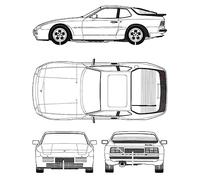 Porsche 944 Turbo Blueprint Drawing A4 Photo