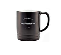 Porsche Classic Engine Piston Cup Vintage Style Porcelain Coffee Mug Matte Black Standard Size 270 mL