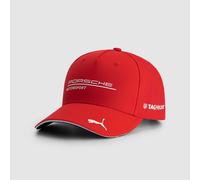 PUMA Porsche Motorsport Curved Brim Team Cap with Porsche Motorsport and Sponsor Logos Throughout, Including a cat on The Peak. - Red - One Size Fits Most