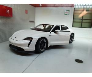Porsche Taycan Turbo White Electric Eco S 1:24 Diecast Scale Model Car Tesla