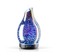 Porseme Essential Oil Diffuser, 150ml Glass Aroma Diffuser, Ultrasonic Cool Mist Humidifier, LED Light, Auto Shut-off, Home Use