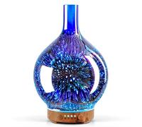 Porseme Essential Oil Diffuser 3D Glass Ultrasonic Aromatherapy Humidifier,7 Colours Changing Defuser, Cool Mist Humidifier with Timer, 100ml BPA Free Waterless Auto-off for Home