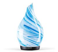 Porseme Essential Oil Diffuser Glass,280ml Scented Oil Diffuser Relaxing Aromatherapy, Quiet Ultrasonic Cool Mist Humidifier, 7 Changing Color Lights Aroma Dispenser with Timer for Home (Blue Ink)