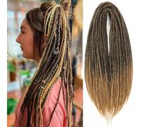PORSMEER 10 Strands/Pack Ombre Blonde Synthetic Dreadlocks Extensions,Handmade Hippie Dreadlock 0.6 Width Soft Dreads Hair Reggae Style Locs Crochet Braiding Hair for Women or Mens,24 inch