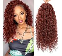 PORSMEER 18 Inch Goddess Locs Crochet Hair 6 Packs Curly Faux Locs Crochet Hair for Women Pre-looped River Locs Crochet Hair with Curly Ends Boho Locs Synthetic Hair Extensions (350#)