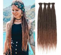 PORSMEER 20 Strands/Pack Ombre Brown Synthetic Dreadlocks Extensions,Handmade Hippie Dreadlock 0.6 Width Soft Dreads Hair Reggae Style Locs Crochet Braiding Hair for Women or Mens,18 inch