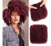 PORSMEER Afro Kinkys Curly Bulk Human Hair for Womens or Mens Dreadlocks & Loc Extensions Faux locs Braiding Twist 8 inch 30g/Pack 100% Human Hair (Burgundy)