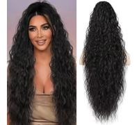 PORSMEER Claw Ponytail Hair Extension 30 inches, Clip in Ponytail Extensions Long Curly Wavy Ponytail Hair Extension Jaw Clip on Pony Tails Hairpiece for Women (Black)