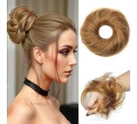 PORSMEER Hairpieces for Updos Stretch Bun Maker Elastic Band Human Hair Buns Women's No-Slip Design Messy Bun Piece Double Ponytail Buns Styling Essentials (6#)