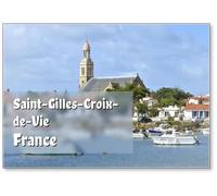 Port and Church of Saint-gilles-croix-de-vie De Vie in France, Fridge Magnet