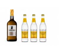 Port and Tonic Bundle | Sandeman Fine White Porto 75cl & 3 Premium Indian Tonic Waters | Portuguese White Port Gift Set | 19.5% ABV
