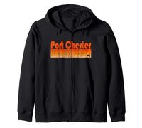 Port Chester, New York Retro 80s Style Zip Hoodie