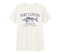 Port Clinton Ohio Walleye Vintage Navy Blue Art Fishing Premium T-Shirt