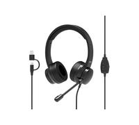 Port Connect USB-A and USB-C Stereo Headset With Noise Reduction Microphone, Adj