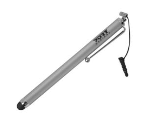 Port Designs Silver Tablet Stylus for Touch Screen iPads/iPhone/Samsung Galaxy Note Tablets with Strap Headphone Jack for Easy Storage