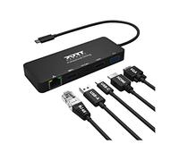 Port Designs USB-C Docking Station, for Laptop/Macbook/Chrome/Windows/USB-C Device, Dual monitor 1xHDMI (4K Display@30Hz) 1xVGA (1080P@60Hz), PD 85W, Ethernet, USB 3.0 - Black