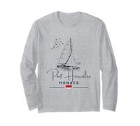 Port Hercules Monaco Yacht Catamaran French Riviera Flag Long Sleeve T-Shirt