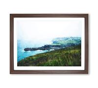 Port Isaac In Cornwall Painting Modern Art Framed Print | A2 Walnut Framed Wall Art | Ready to Hang | Modern Historical Picture | Living Room Bedroom Lounge Office