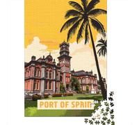 Port of Spain 1000 Piece Jigsaw Puzzle, Historic Square Architecture, Weekend Hobby, Matte Printed Jigsaw, Family Night Game for Families, 38x26cm/1000pcs